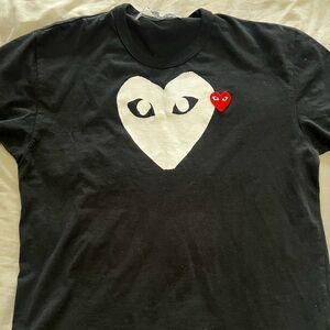 Comme des Garcons PLAY Play White Heart Red Emblem Shirt